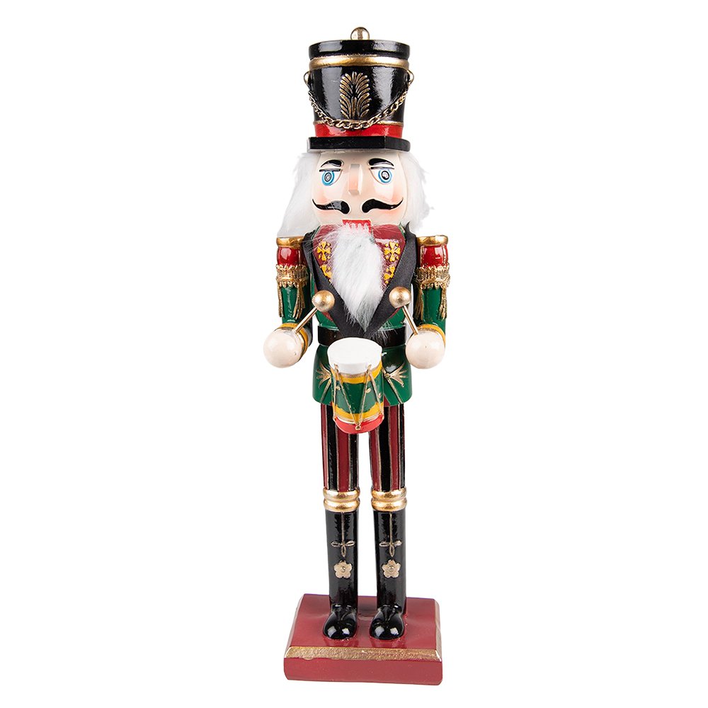 Beeld Notenkraker 30 cm Groen Rood Kunststof Kerstdecoratie