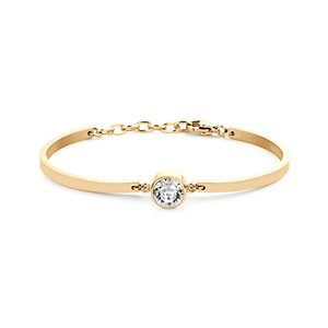 CO88 Collection 8CB-90384 Stalen-Armband mit Aufhänger – Zirkon 8 mm – Länge 16,5+3 cm – goldfarben