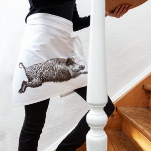 Schürze weiß mit Wildschwein