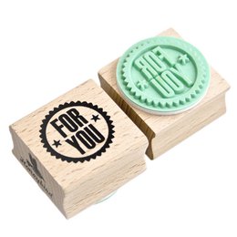 Ronde stempel - "FOR YOU" tekst - Mintgroen