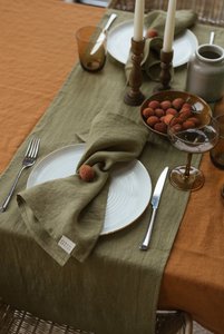 Olive Green linen napkin set of 2