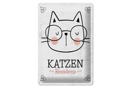 Blechschild Hinweis 20x30 cm Katzen Residenz Katze mit Brille Deko Schild