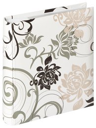  White photo album with ornate floral patterns, decorative botanical designs, elegant classic style