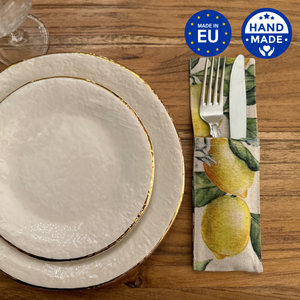 Besteckhalter, Leinen-Baumwoll-Mischung, gepinnt | Zitronenleinen