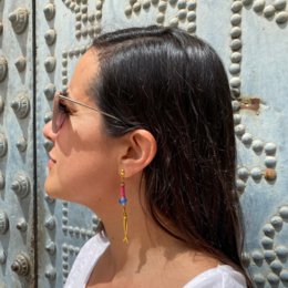 ARACATACA colorful golden earrings with fish pendants
