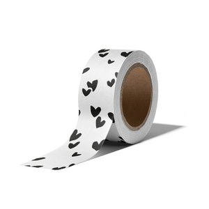Washitape - 10m - per 9 - Solo Hearts - black/white