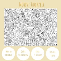Ausmal-Tischdecke aus Papier - Motiv "Hochzeit"