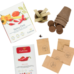 CULTIVEA® økologisk chilipebersæt til at plante – Chili frøæske med Habanero Orange, Cayenne, Barak, Ungarsk og Candy Chili – Komplet grøntsagsfrøsæt – Gaveidé