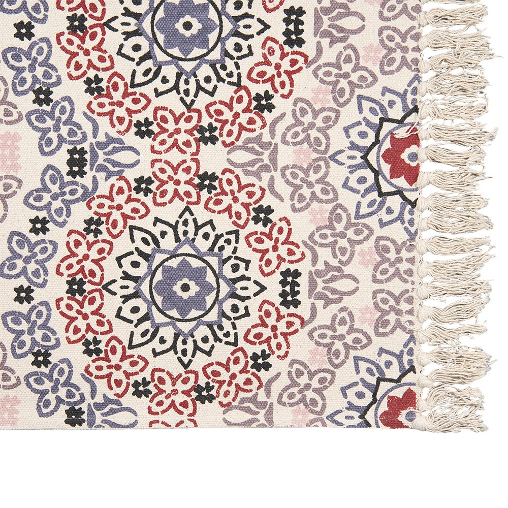 Vloerkleed 140x200 cm Blauw Rood Katoen Tapijt