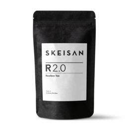 Flavored rooibos tea with vanilla-caramel flavor, packaged in a softpack.