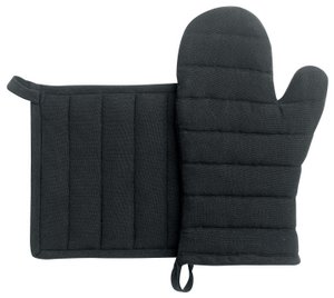 Jona recyceltes Küchenhandschuh-/Topflappen-Set SCHWARZ 15 x 30