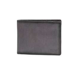  Gray leather wallet, compact 9.5x13 cm size, minimalist design, durable material