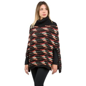 POP - Patterned jacquard poncho in alpaca wool