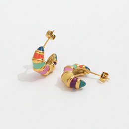 Nadine - Colourful Enamel Hoop Croissant Earrings