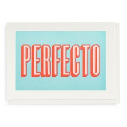 Perfecto cards, featuring a bold, retro-inspired typographic design in vibrant red and blue colors. These cards are part of the Archivist Cards collection, which showcases classic and visually striking imagery.