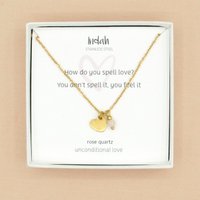 Ketting rock, hart en rozenkwarts, zilver of goud stainless steel