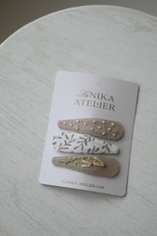 Hårspænder beige blomst + prikker + grene