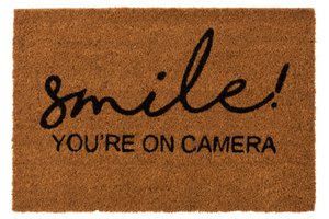 J-Line Smile! deurmat - kokosvezel - naturel/ zwart