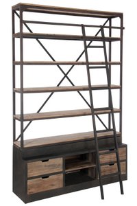J-Line Rek+Ladder 4SHOW/METAL NATUREL/Brown 160x45x243cm
