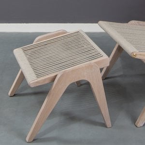 ∠- Kruk, Wit Eiken / Beige koorden