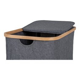 Noto Laundry Basket - Dark Grey, Bamboo/Textile, 54x33x54 cm