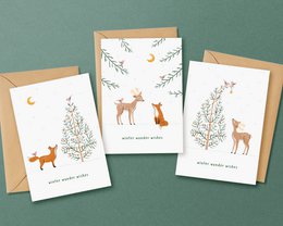 Tarjeta de Navidad | Ciervo | animales del bosque