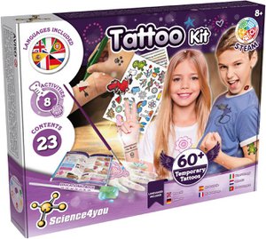 Science4you – Temporäre Tattoos Kit für Kinder ab 8 Jahren – Tattoo Maker Studio für Kinder mit 8 Experimenten und Bastelarbeiten: Erstellen Sie über 60 Tattoos für Kinder – Lern- und Wissenschafts-Kits für Kinder ab 8 Jahren