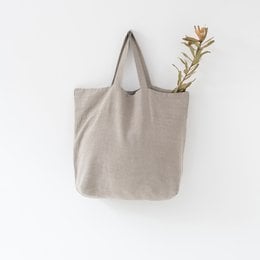 Large natural linen shopping bag with sturdy handles.