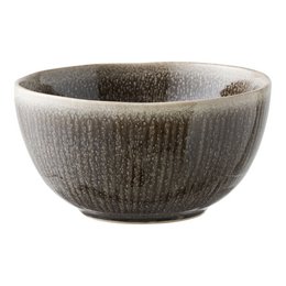 Set of 4 grey ceramic bowls, ø14.5x7 cm in size, with a textured, mottled glaze finish.