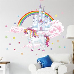 Unicorn stickers for girl's room rainbow castle