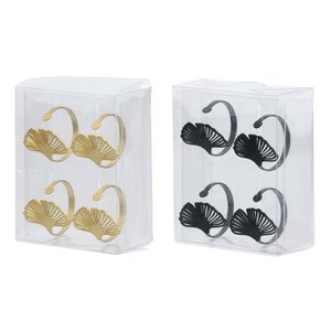 4Tlg. Set Servettenring Ginkgo 2-Sort. Gold colors, black, ve 6