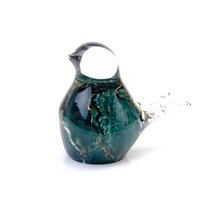 Green Glass Bird - with gold leaf - ø 13 cm - Handmade