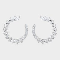 Feather earrings with oval white zircons