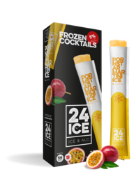 A set of 5 frozen cocktail pouches featuring the Pornstar Martini flavor. The cocktail pouches are made with real fruit juices and contain 4% alcohol by volume.