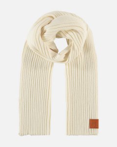 Jelle │ Soft Knit Ribbed Scarf With Leather Accent