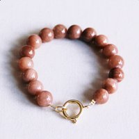 Naturstein -Perlenarmband XL - Mokka