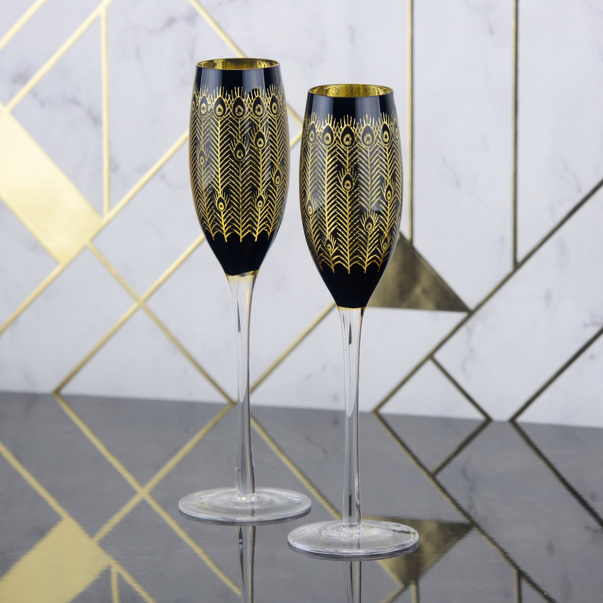 Anton Studio Designs Soho Set of 2 Champagne Flutes Gold