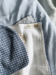 Mussola con piping all'uncinetto - Piping blu navy
