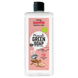 Caring shampoo with argan and oudh oils, suitable for all hair types.
