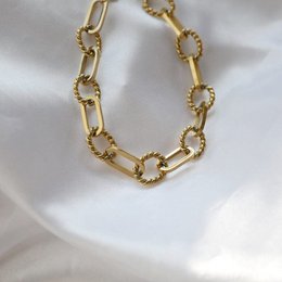 Euridice - Bracciale grande con catena a scatola e corda