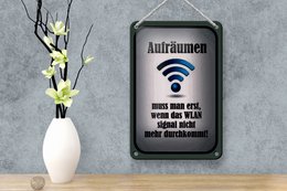 Blikskilt, der siger 12x18 cm rydde op, når WiFi ikke er på dekoration
