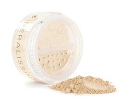 Mineral foundation in a light beige shade, designed for the face. Contains natural ingredients for a smooth, even complexion.