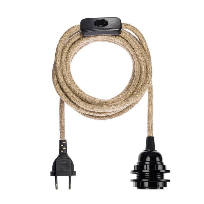 Fitting Lampen Jute - Naturel Zwart
