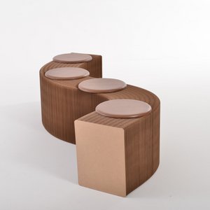 Foldable Paper Bench - Brown