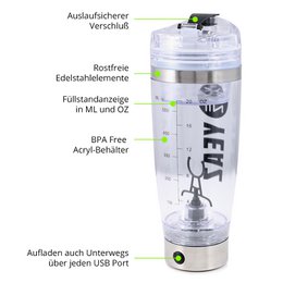 CYCLONE PRO elektrische mixer USB 600ml