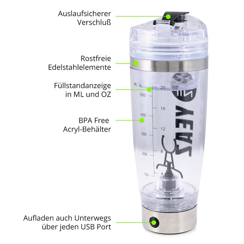 CYCLONE PRO elektrische mixer USB 600ml