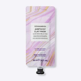  Amethyst clay mud mask for deep cleansing and purifying the skin. Contains natural ingredients like amethyst powder and kaolin clay to detoxify and nourish the skin.