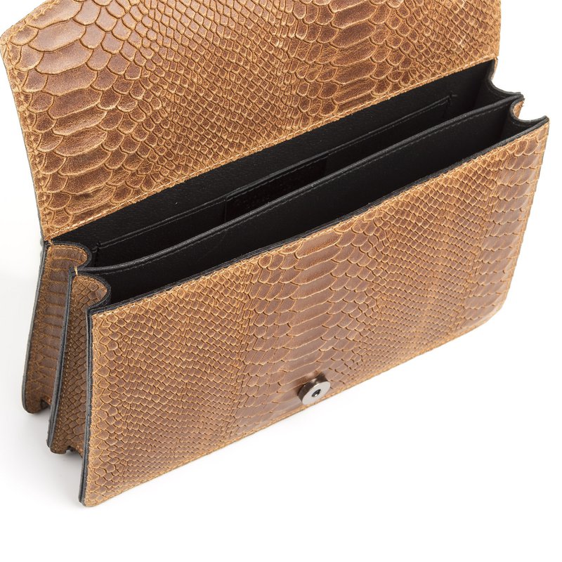 Florence Artegiani. Luce Damenhandtasche. Schlangenleder-Gravur aus echtem Wildleder