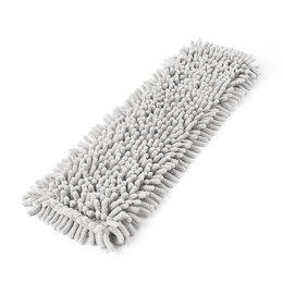 Gray microfiber mop head for cleaning floors. Soft, absorbent fibers effectively pick up dust and dirt.