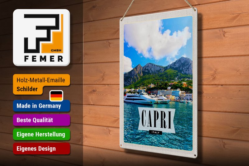 Tin Sign Travel 30x40cm Capri Italy Island Sea Vacation
